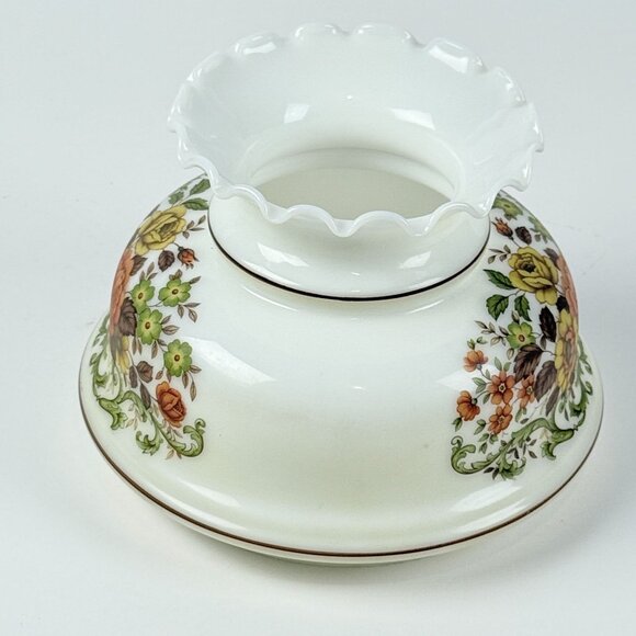 Antique Style Floral Glass Lamp Shade Topper Elegant3 Design With Vibrant Blooms - Picture 6 of 10